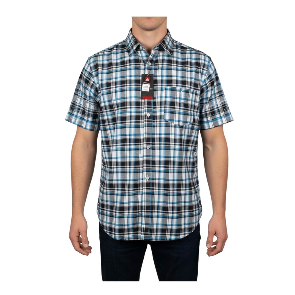 Roadblock Men's Plaid Button Up Shirt 3XL Blue Gray Short Sleeve NWT